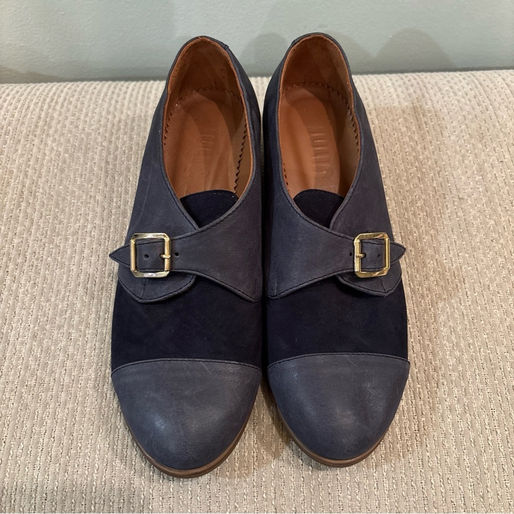 Julia Bo "Duke" monk strap navy shoes